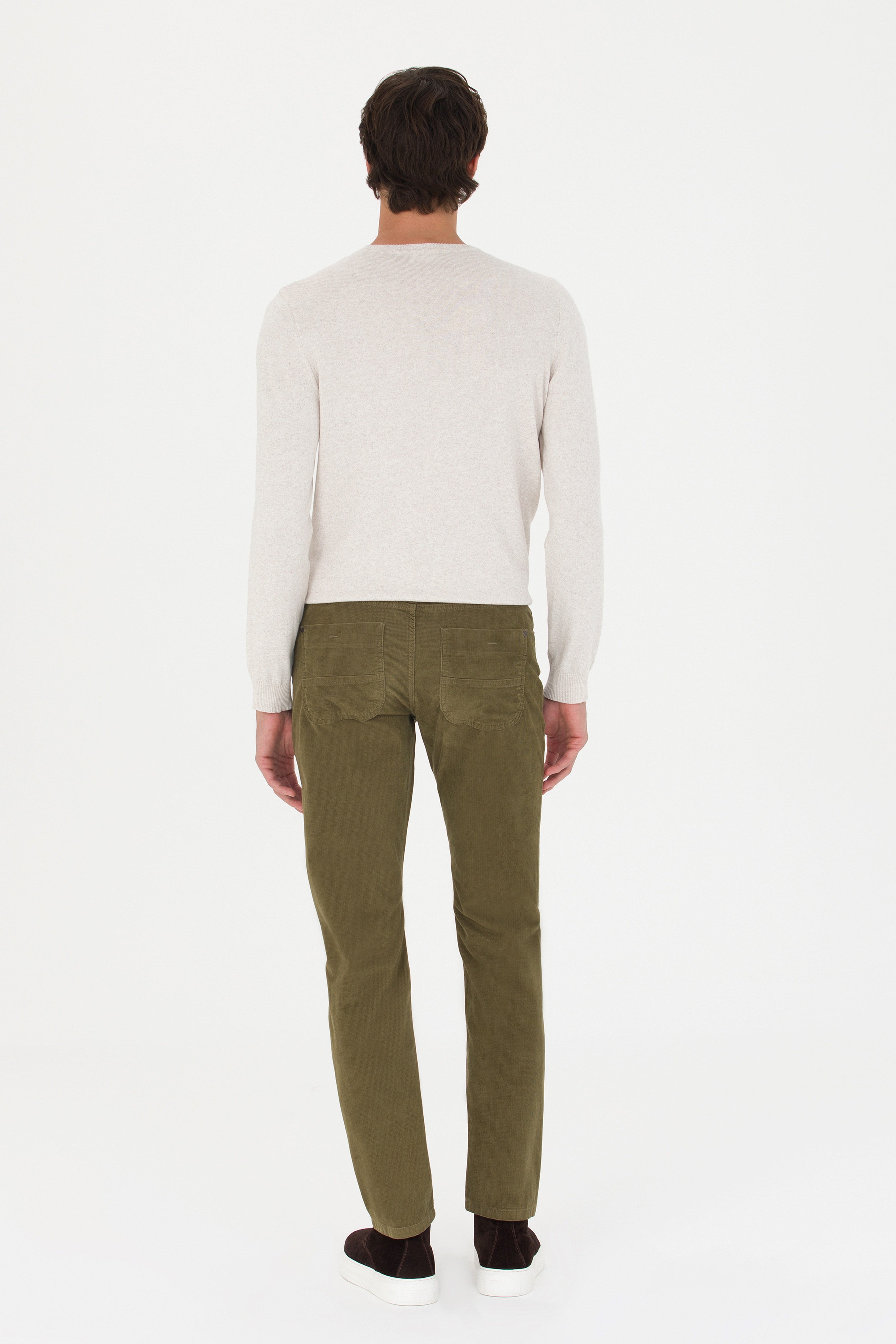 Erkek Regular Fit Haki Kanvas Pantolon