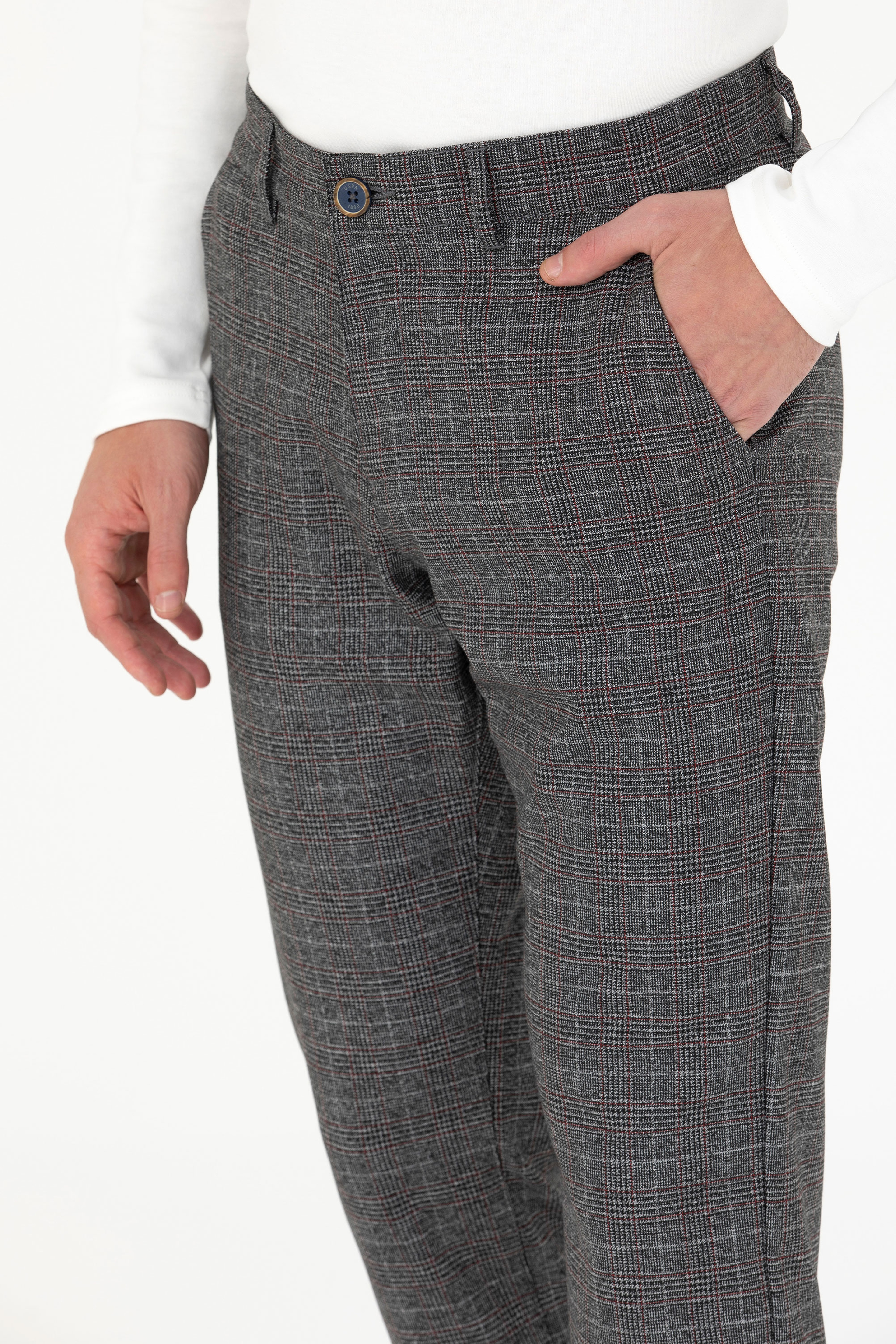 Erkek Slim Fit Gri Kanvas Pantolon - Image 6