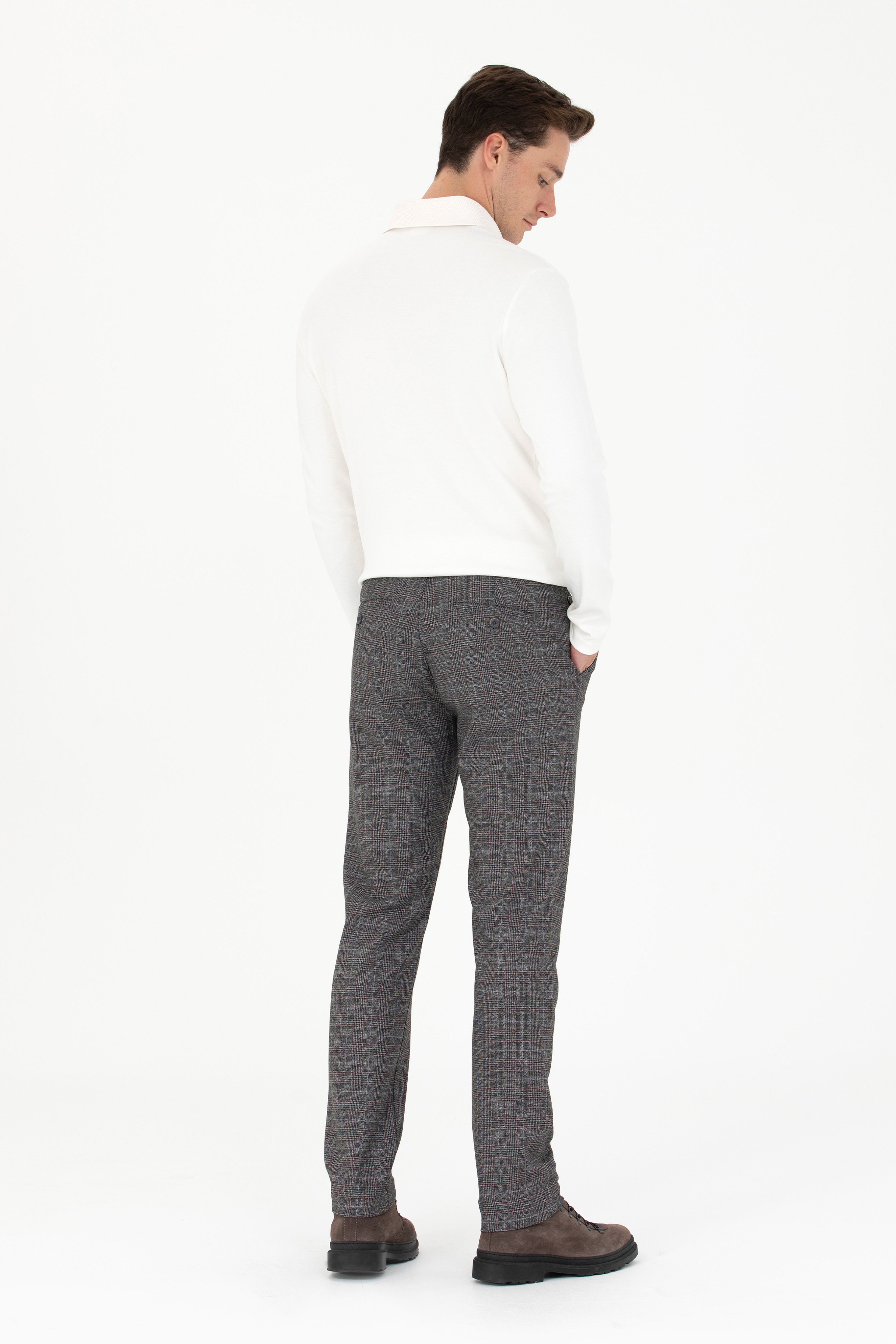 Erkek Slim Fit Gri Kanvas Pantolon