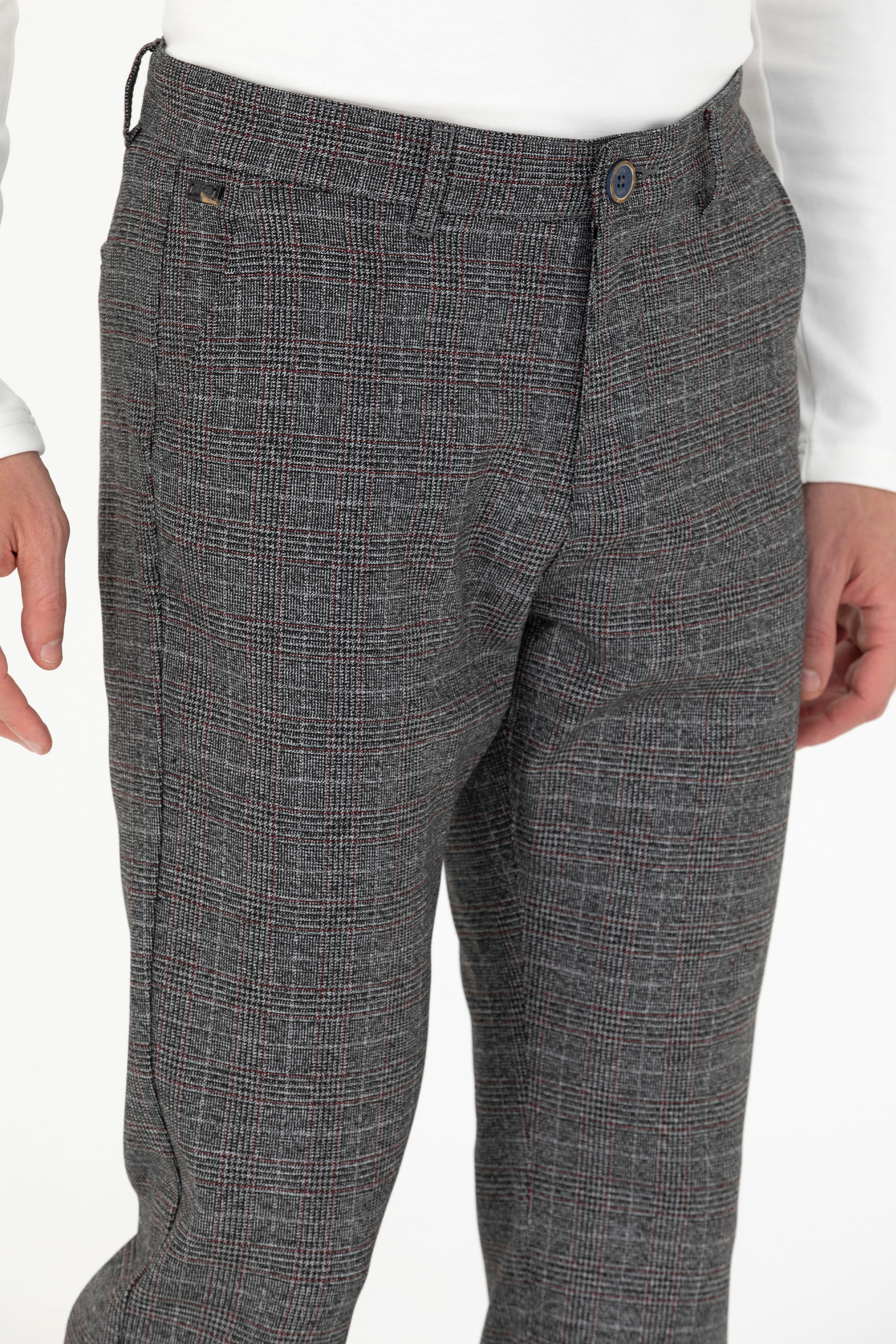Erkek Slim Fit Gri Kanvas Pantolon