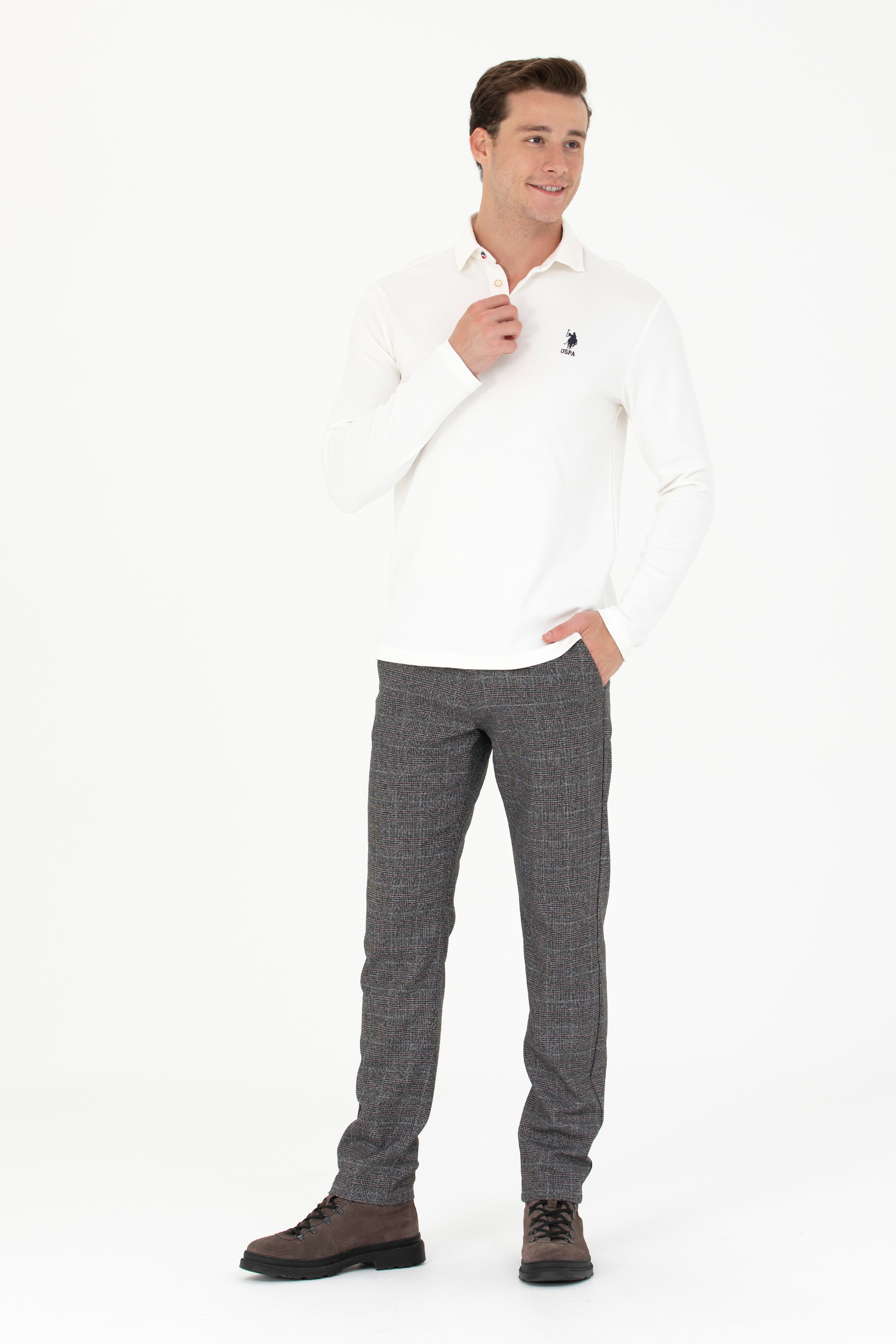 Erkek Slim Fit Gri Kanvas Pantolon