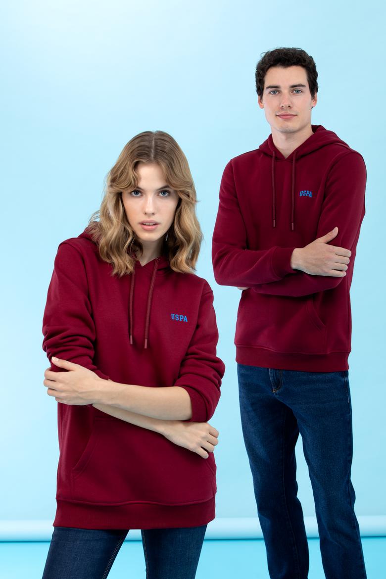 Bordo Kapüşonlu Basic Sweatshirt - 50273935061