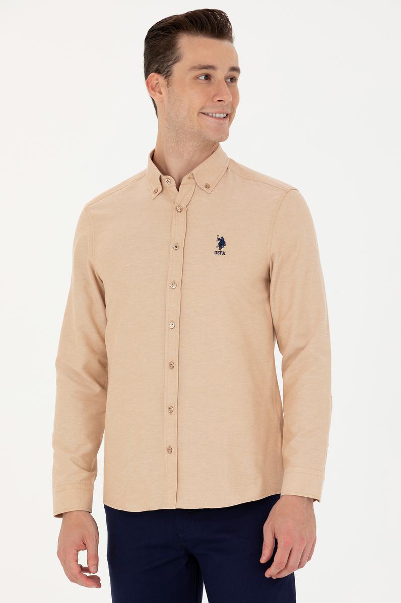 Erkek Camel Uzun Kollu Basic Gömlek