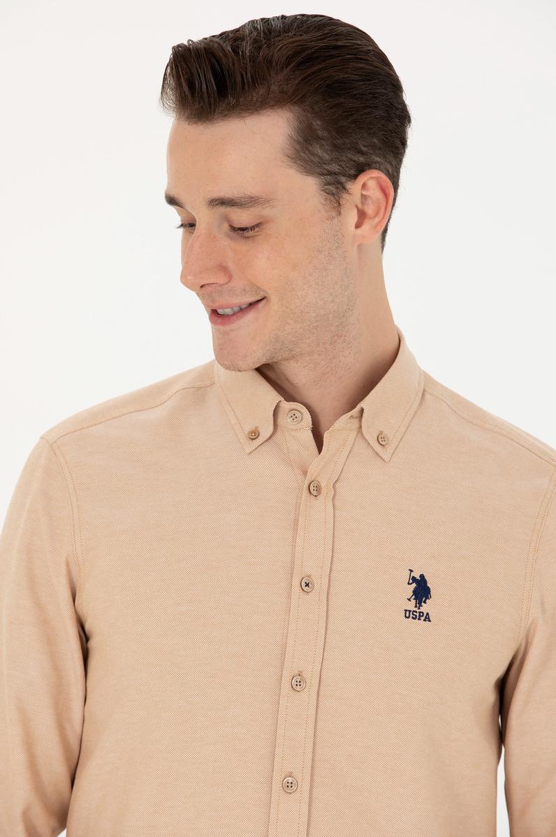 Erkek Camel Uzun Kollu Basic Gömlek