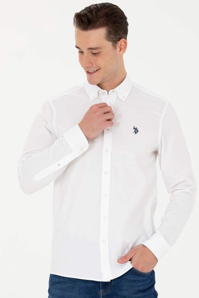 Erkek Beyaz Uzun Kollu Basic Gömlek