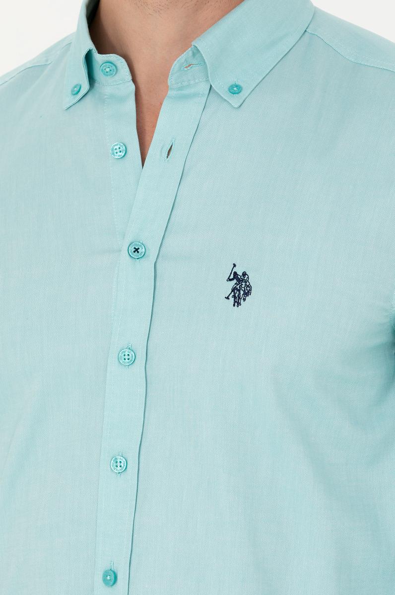 Erkek Mint Uzun Kollu Basic Gömlek