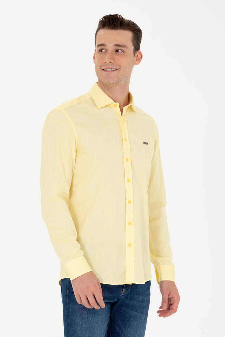 Erkek Sarı Uzun Kollu Basic Gömlek - 50263048096
