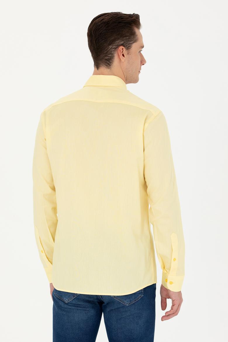 Erkek Sarı Uzun Kollu Basic Gömlek - 50263048096