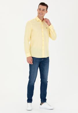 Erkek Sarı Uzun Kollu Basic Gömlek - 50263048096