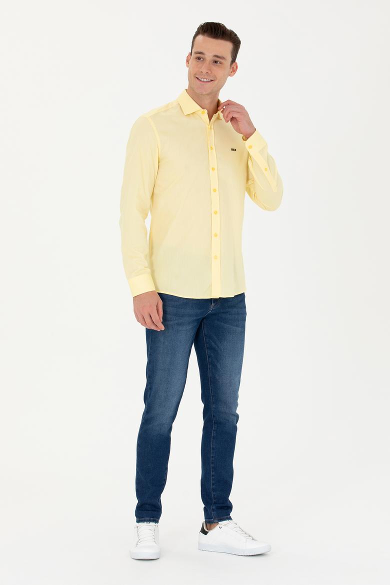 Erkek Sarı Uzun Kollu Basic Gömlek - 50263048096