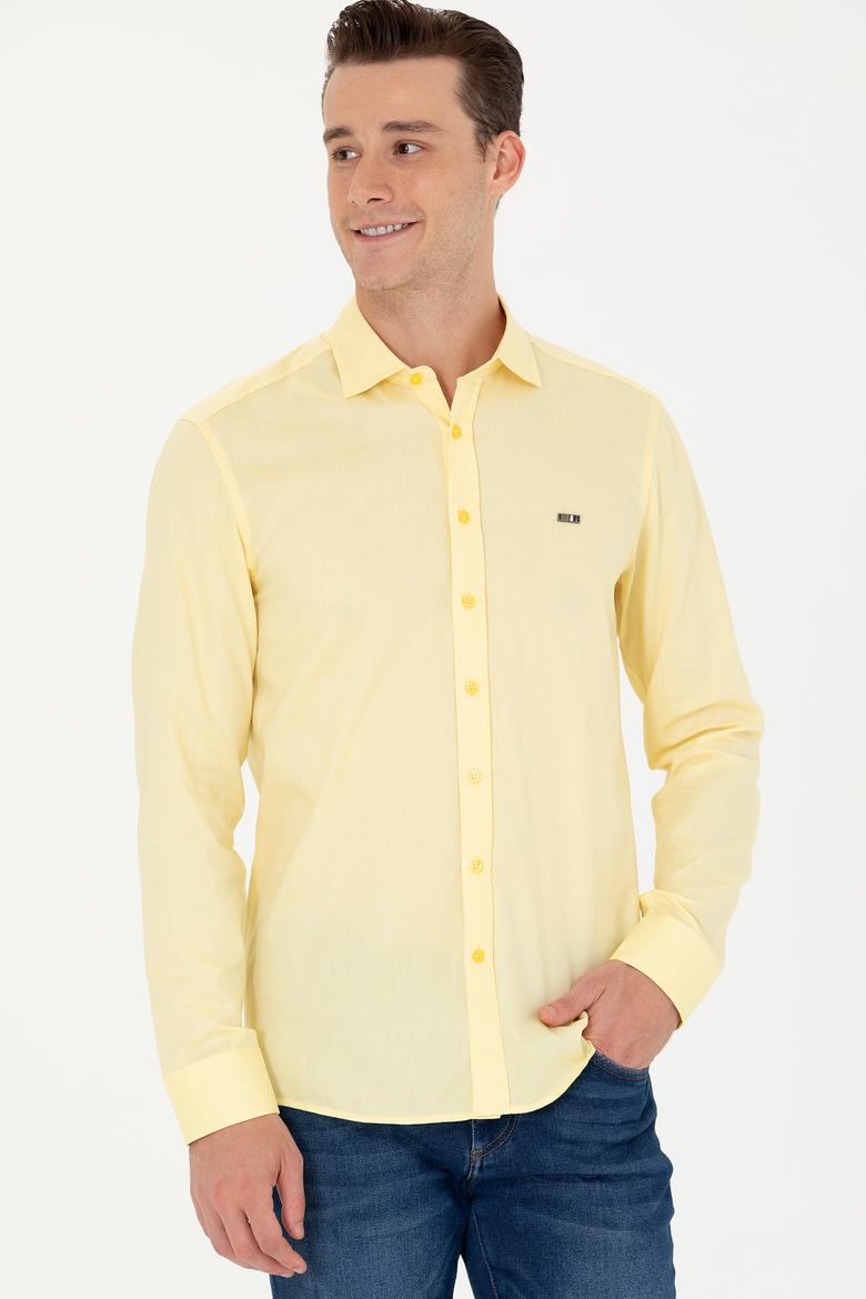 Erkek Sarı Uzun Kollu Basic Gömlek