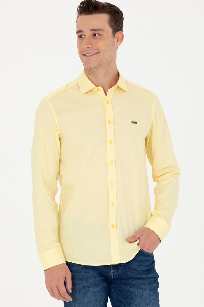 Erkek Sarı Uzun Kollu Basic Gömlek