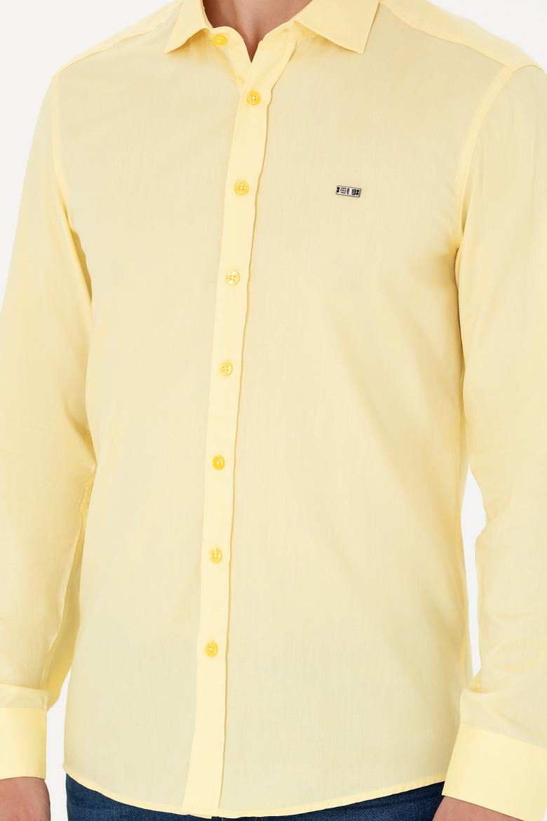 Erkek Sarı Uzun Kollu Basic Gömlek - 50263048096