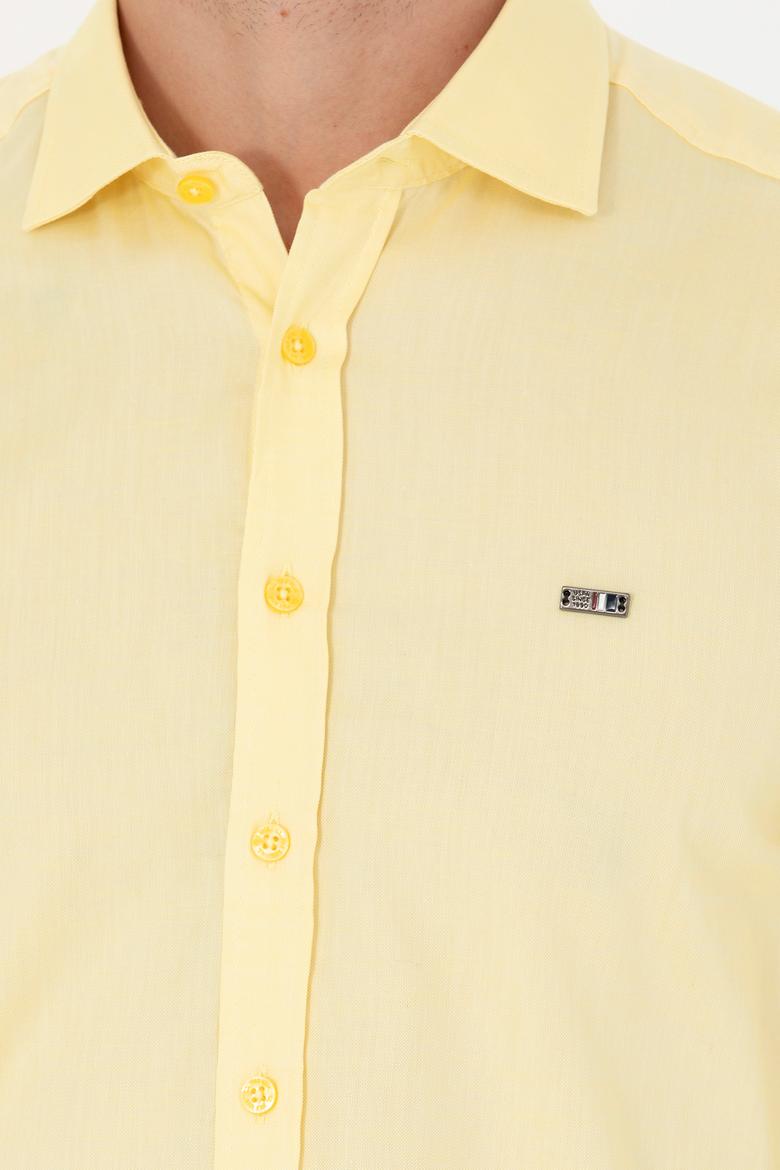 Erkek Sarı Uzun Kollu Basic Gömlek - 50263048096