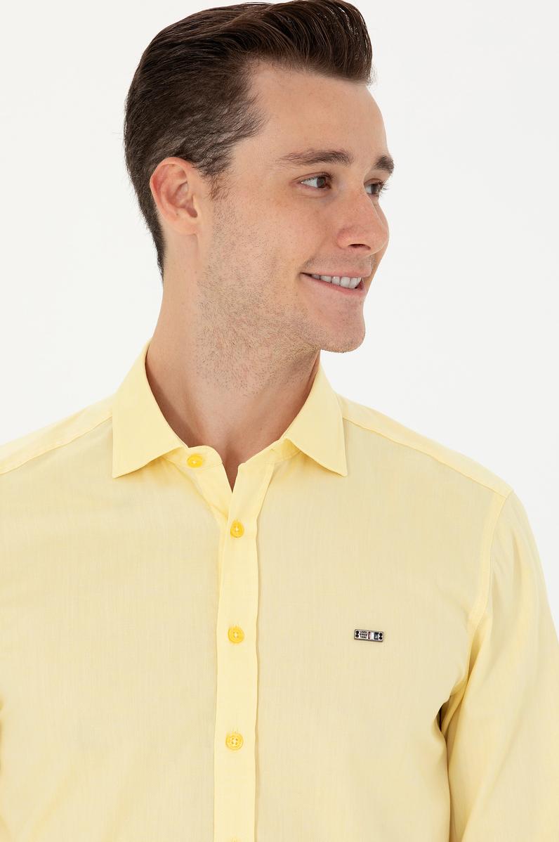 Erkek Sarı Uzun Kollu Basic Gömlek