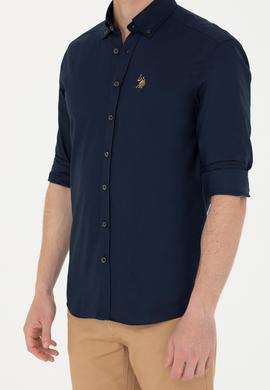 Erkek Lacivert Uzun Kollu Basic Gömlek - 50263100024