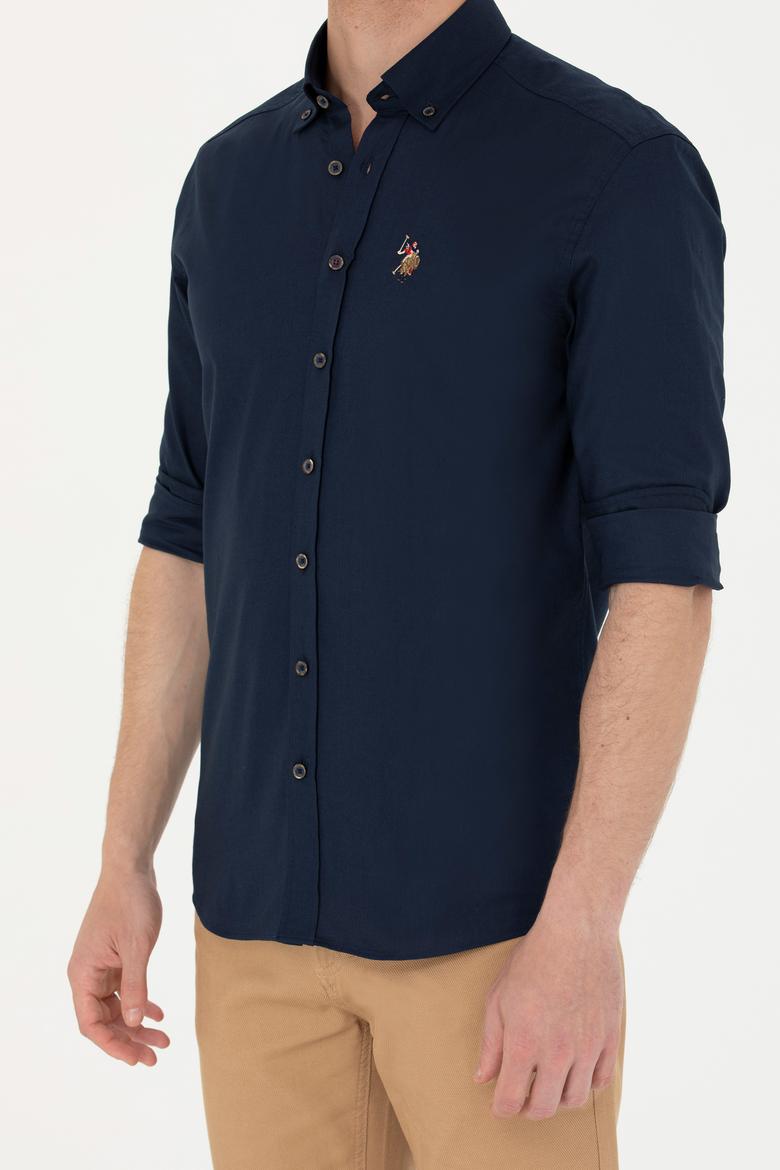 Erkek Lacivert Uzun Kollu Basic Gömlek - 50263100024