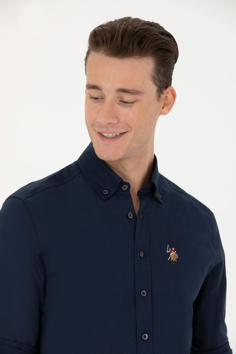 Erkek Lacivert Uzun Kollu Basic Gömlek - 50263100024