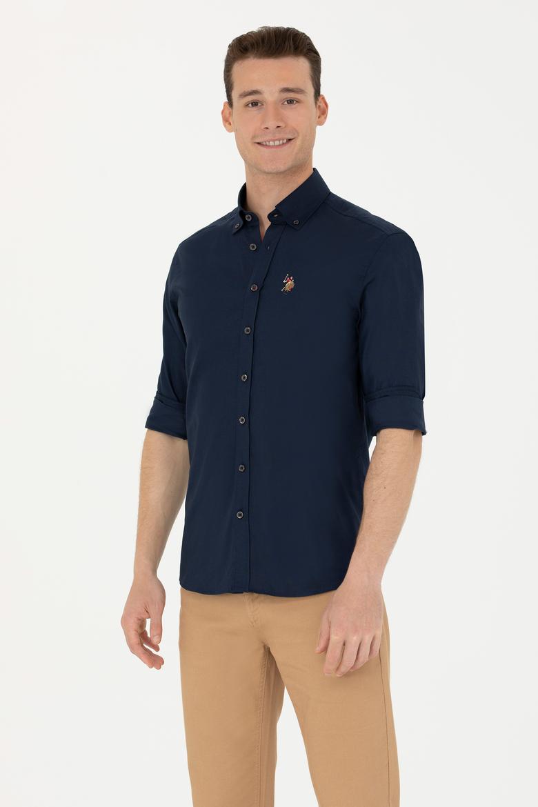 Erkek Lacivert Uzun Kollu Basic Gömlek - 50263100024