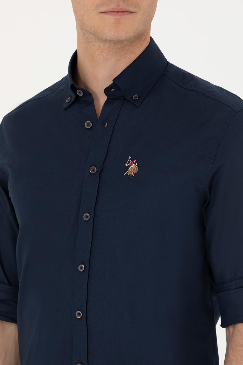 Erkek Lacivert Uzun Kollu Basic Gömlek - 50263100024