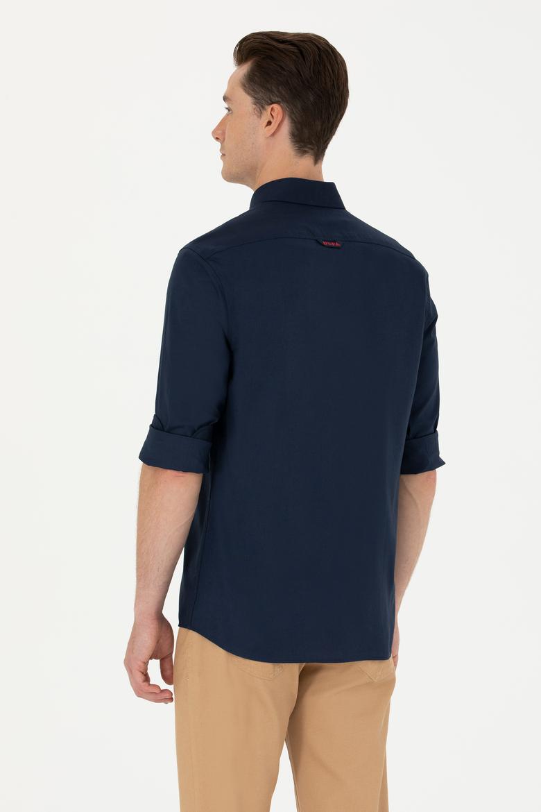 Erkek Lacivert Uzun Kollu Basic Gömlek - 50263100024