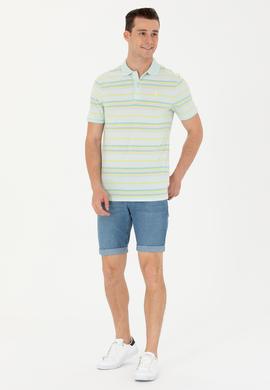 Erkek Regular Fit Polo Yaka Su Yeşili Tişört - 50263230034