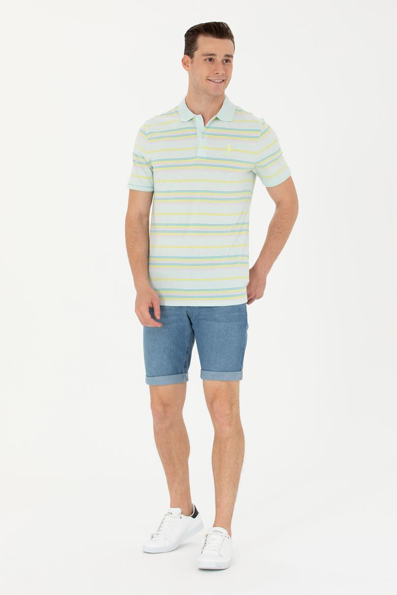 Erkek Regular Fit Polo Yaka Su Yeşili Tişört - 50263230034