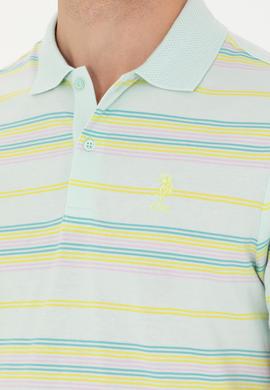 Erkek Regular Fit Polo Yaka Su Yeşili Tişört - 50263230034