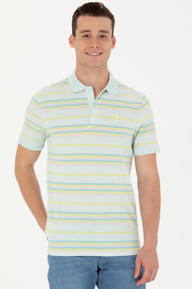 Erkek Regular Fit Polo Yaka Su Yeşili Tişört