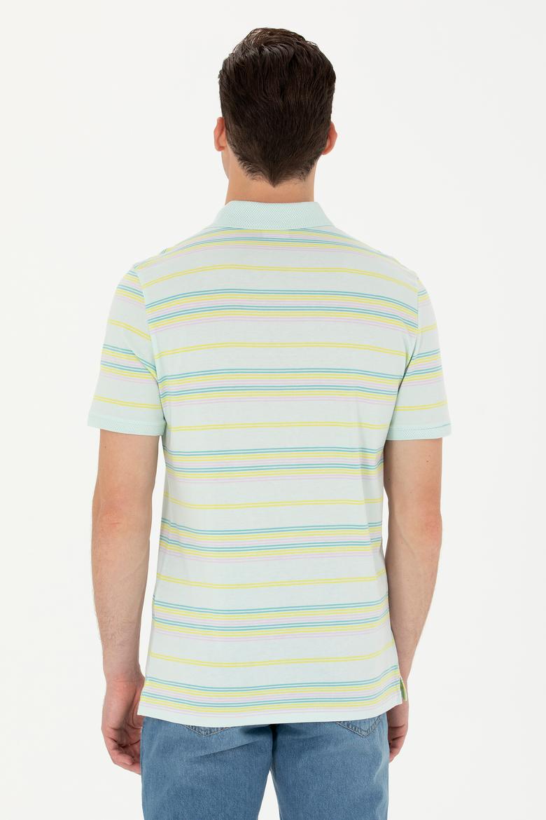 Erkek Regular Fit Polo Yaka Su Yeşili Tişört - 50263230034
