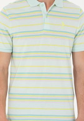 Erkek Regular Fit Polo Yaka Su Yeşili Tişört - 50263230034