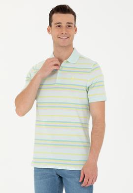 Erkek Regular Fit Polo Yaka Su Yeşili Tişört - 50263230034