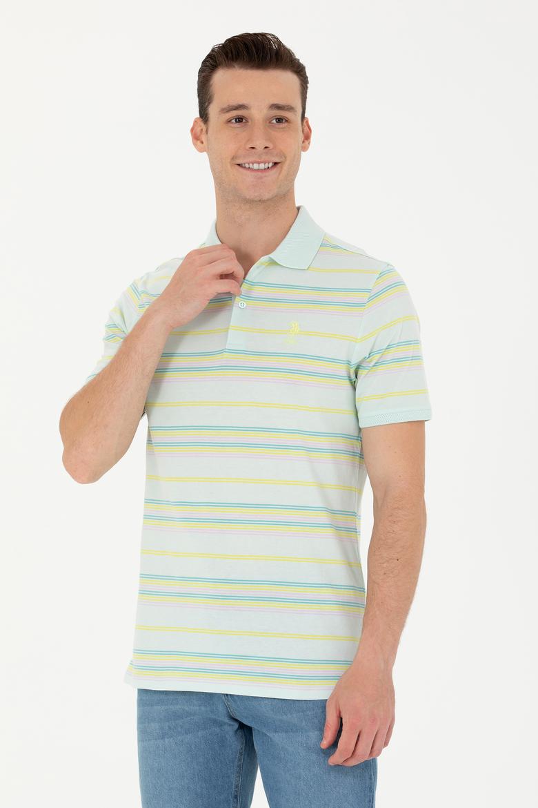Erkek Regular Fit Polo Yaka Su Yeşili Tişört - 50263230034