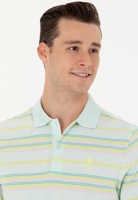 Erkek Regular Fit Polo Yaka Su Yeşili Tişört - 50263230034