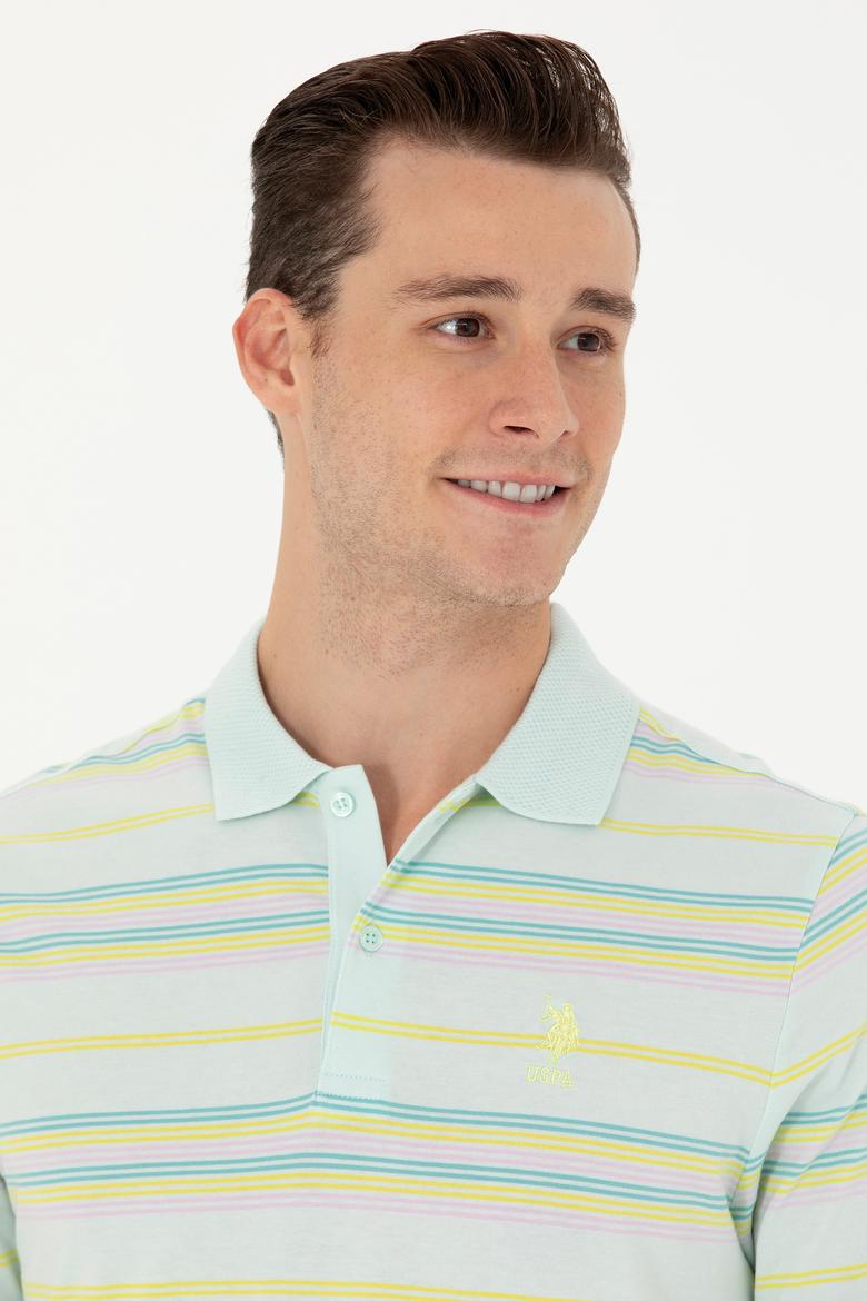 Erkek Regular Fit Polo Yaka Su Yeşili Tişört - 50263230034