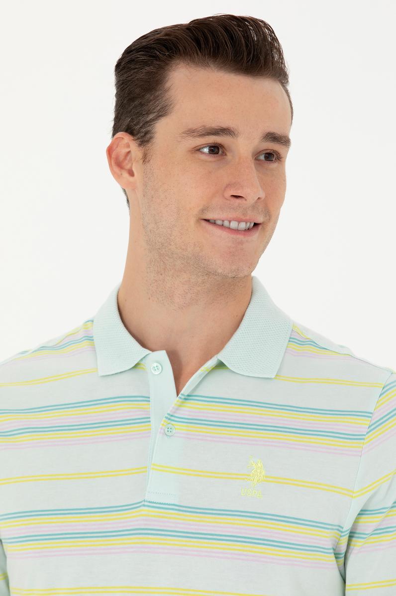 Erkek Regular Fit Polo Yaka Su Yeşili Tişört