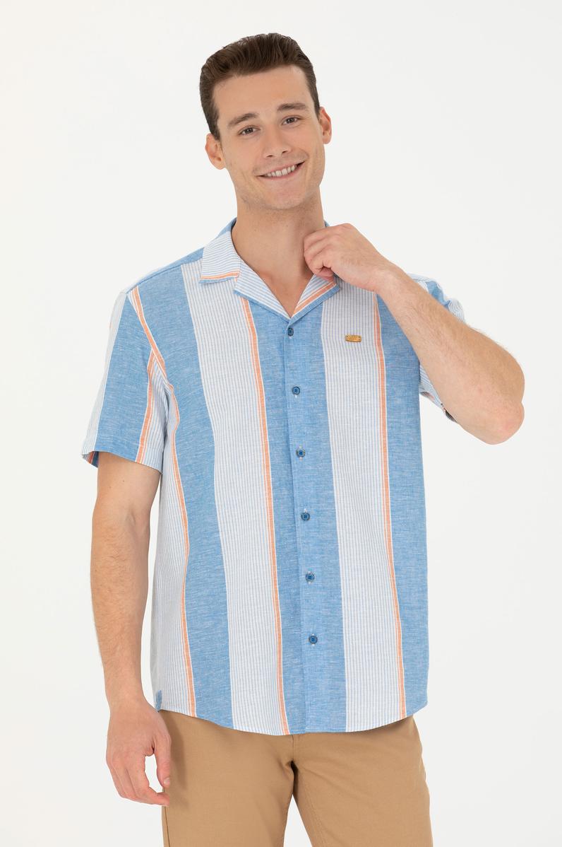 Erkek Saks Kısa Kollu Gömlek