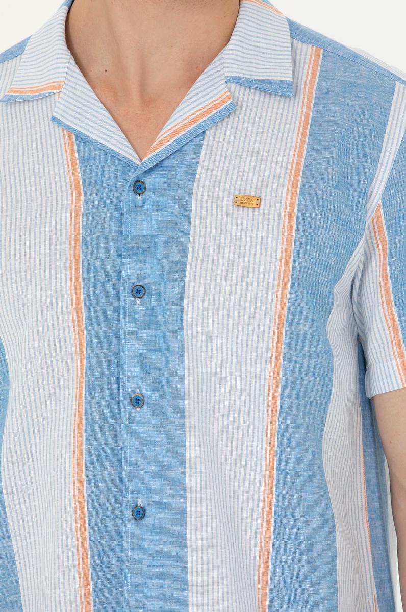 Erkek Saks Kısa Kollu Gömlek