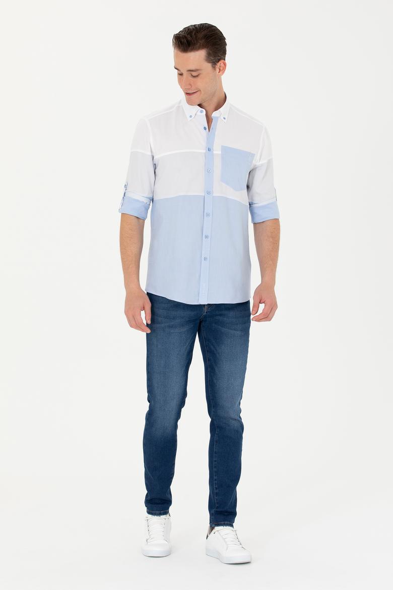 Erkek Mavi Uzun Kollu Gömlek - 50264102024