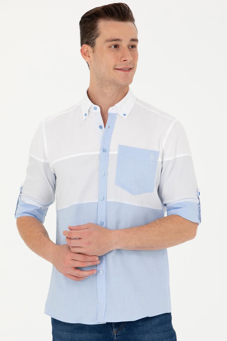 Erkek Mavi Uzun Kollu Gömlek