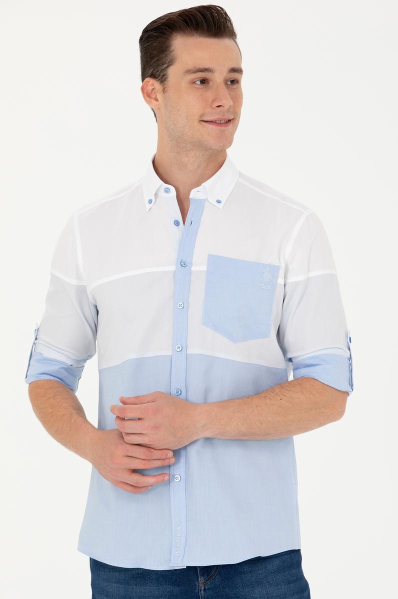 Erkek Mavi Uzun Kollu Gömlek