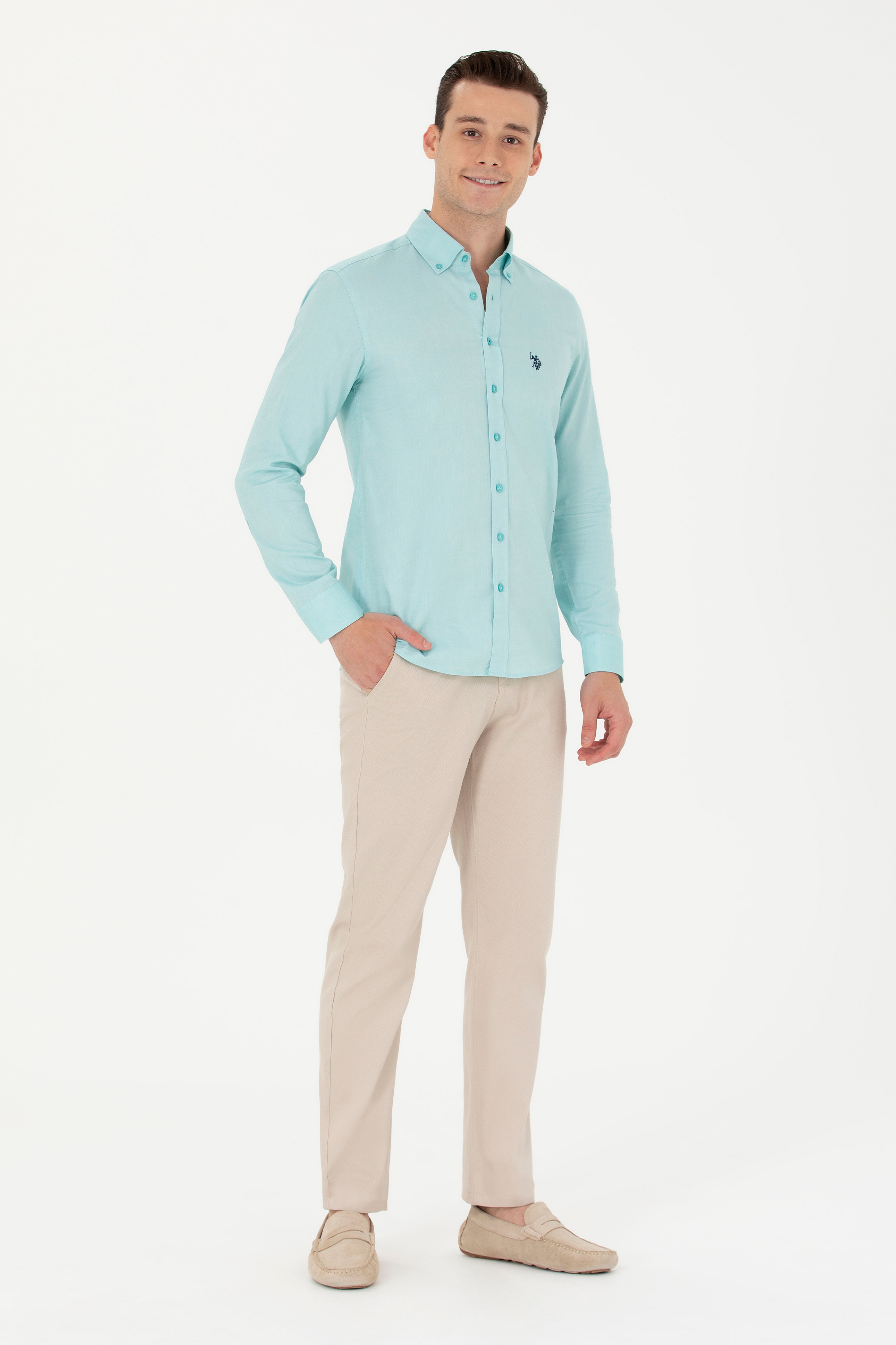 Erkek Regular Fit Taş Kanvas / Chino Pantolon