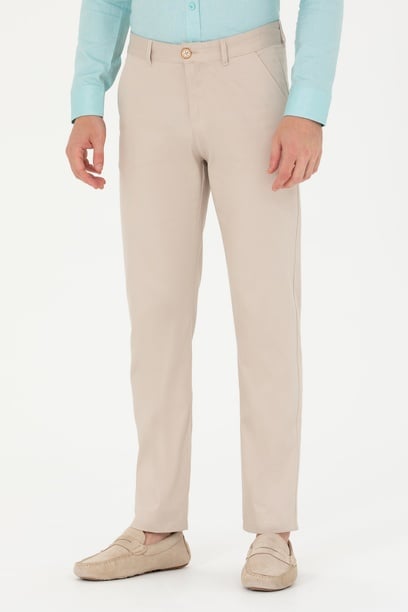 Erkek Regular Fit Taş Kanvas / Chino Pantolon