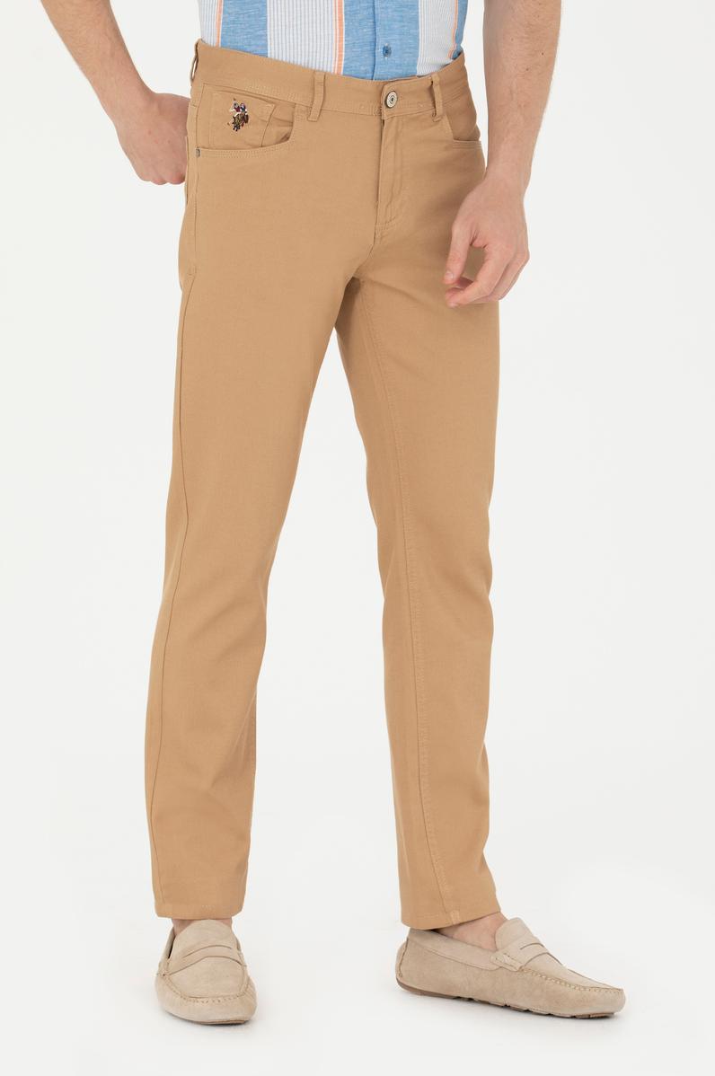 Erkek Regular Fit Camel Kanvas / Chino Pantolon