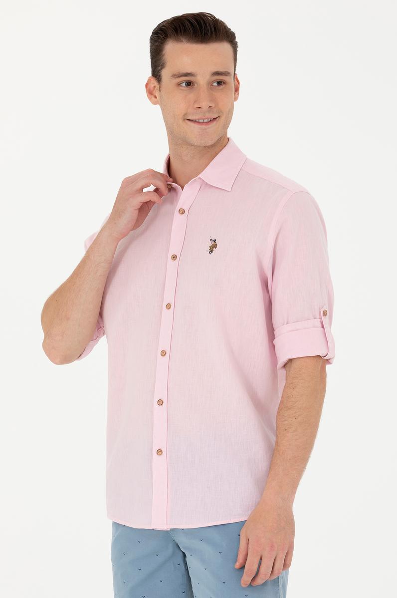 Erkek Pudra Uzun Kollu Basic Gömlek