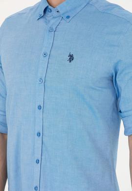 Erkek Saks Uzun Kollu Basic Gömlek - 50263049051