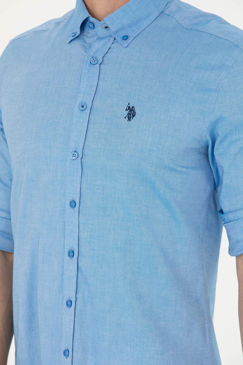 Erkek Saks Uzun Kollu Basic Gömlek - 50263049051