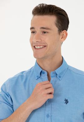 Erkek Saks Uzun Kollu Basic Gömlek - 50263049051