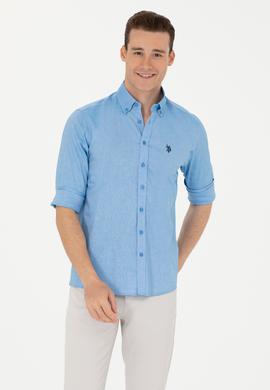 Erkek Saks Uzun Kollu Basic Gömlek - 50263049051