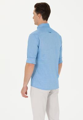 Erkek Saks Uzun Kollu Basic Gömlek - 50263049051